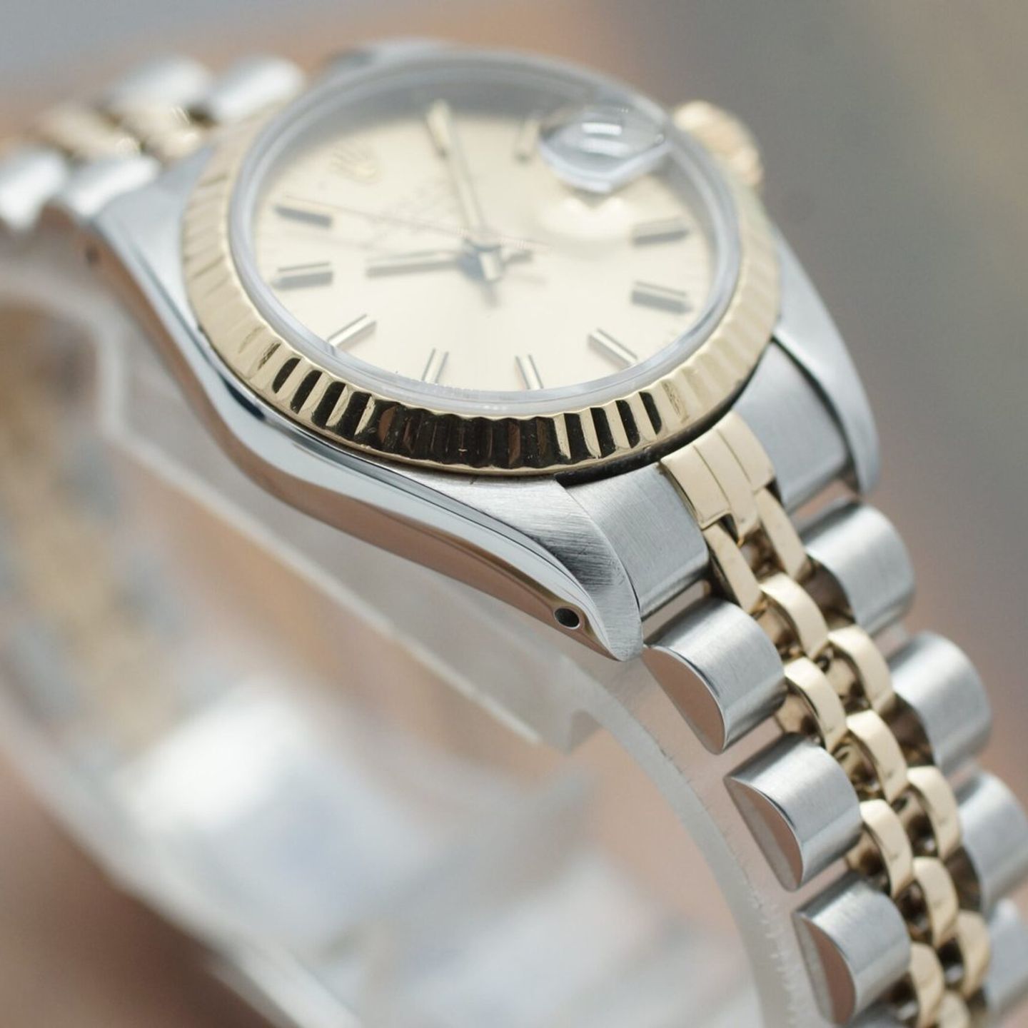 Rolex Lady-Datejust 69173 (1986) - Champagne dial 26 mm Gold/Steel case (7/8)
