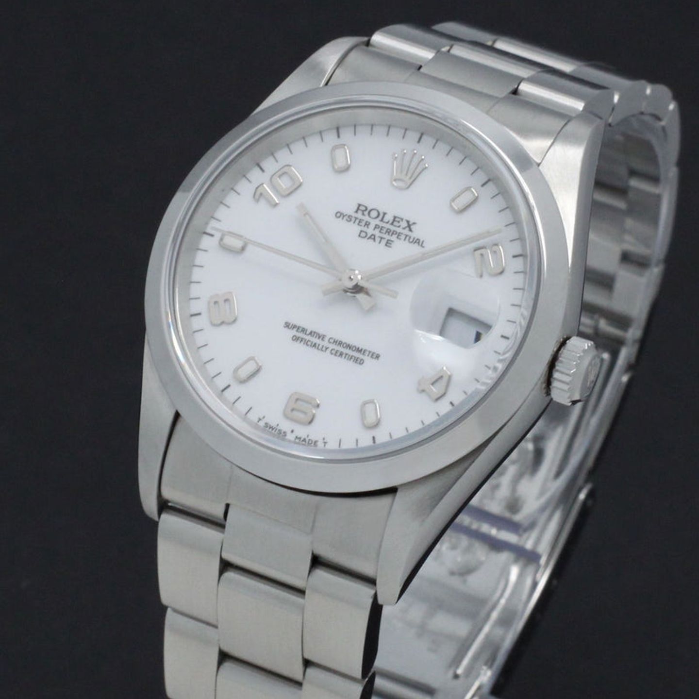 Rolex Oyster Perpetual Date 15200 (1998) - White dial 34 mm Steel case (7/8)