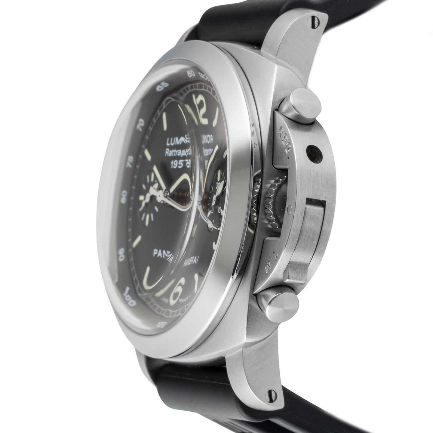 Panerai Luminor 1950 3 Days Chrono Flyback PAM00213 (Unknown (random serial)) - Black dial 44 mm Steel case (6/8)