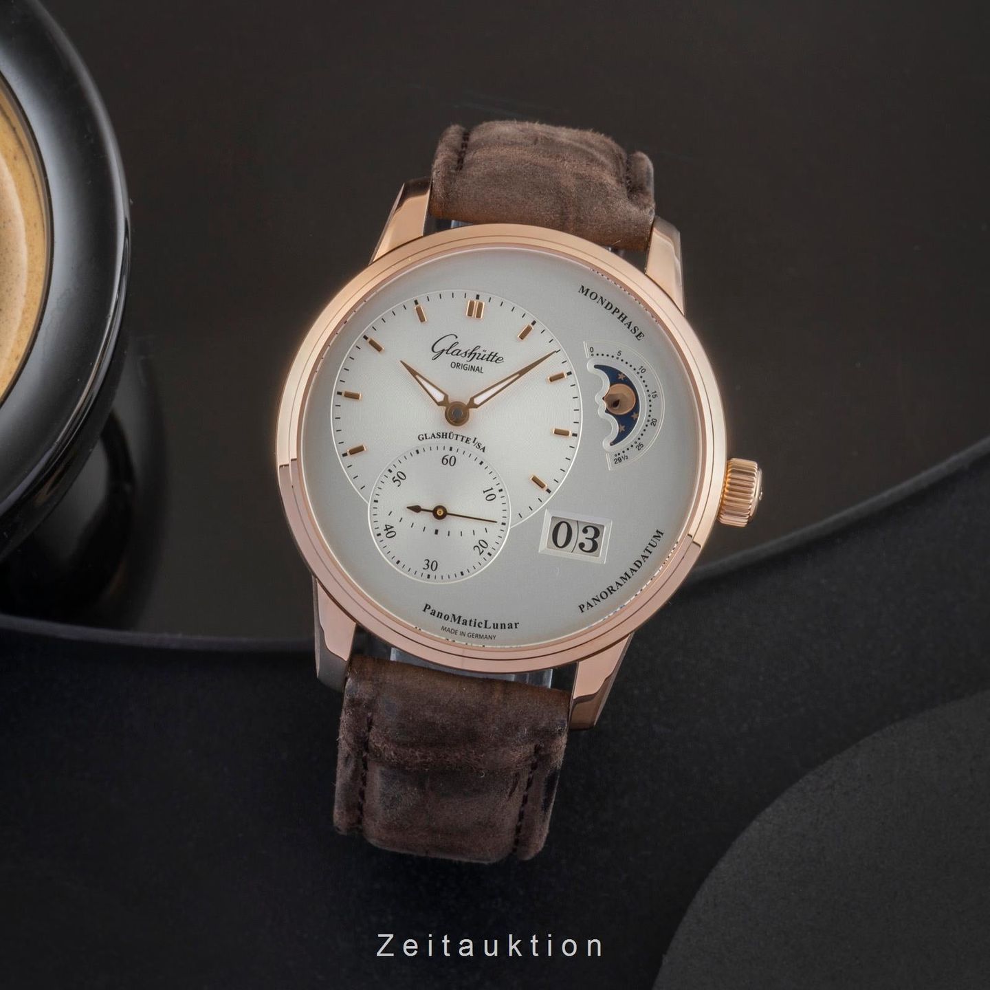 Glashütte Original PanoMaticLunar 1-90-02-45-35-04 (Onbekend (willekeurig serienummer)) - Zilver wijzerplaat 40mm Roodgoud (3/8)