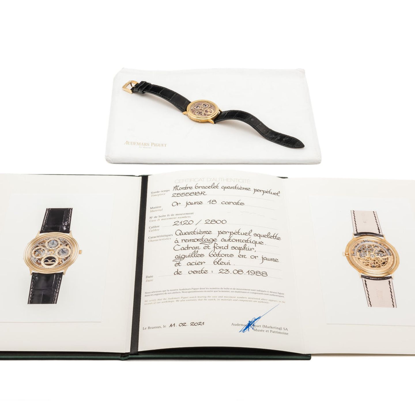 Audemars Piguet Quantieme Perpetual Calendar 25558BA (1988) - Transparant wijzerplaat 36mm Geelgoud (7/7)