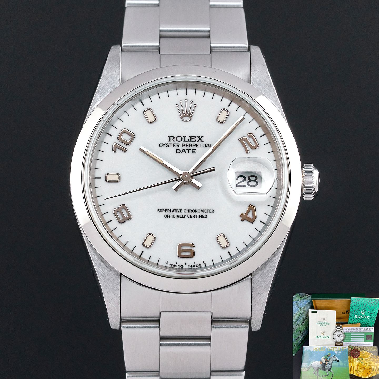 Rolex Oyster Perpetual Date 15200 (1999) - 34mm Staal (1/8)