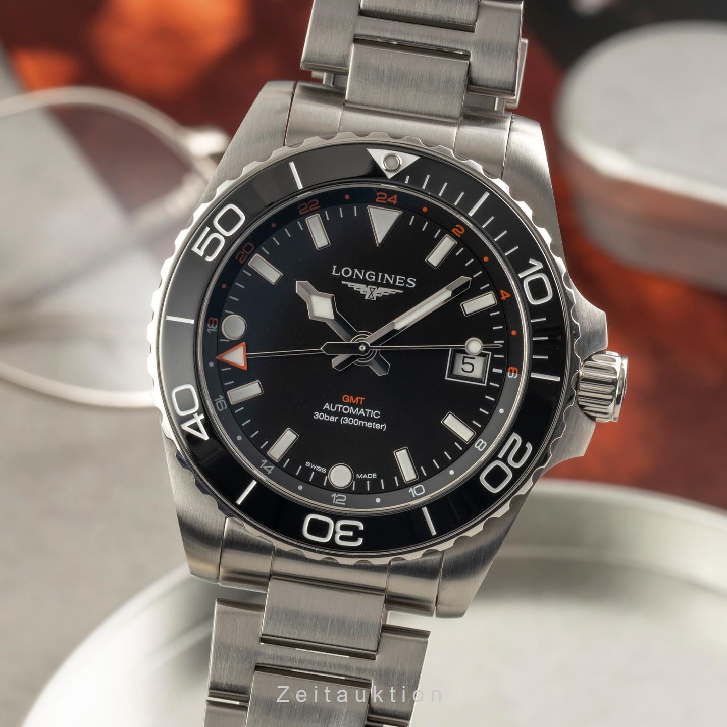 Longines HydroConquest L3.790.4.56.6 (Onbekend (willekeurig serienummer)) - Zwart wijzerplaat 41mm Staal (1/8)