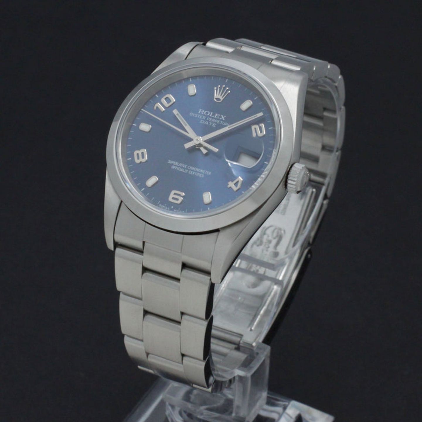 Rolex Oyster Perpetual Date 15200 (2002) - Blauw wijzerplaat 34mm Staal (2/7)