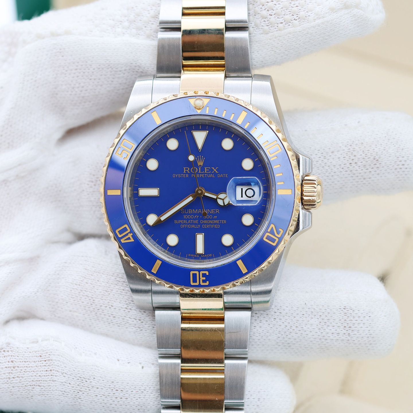 Rolex Submariner Date 116613LB (1997) - Blauw wijzerplaat 40mm Goud/Staal (4/8)