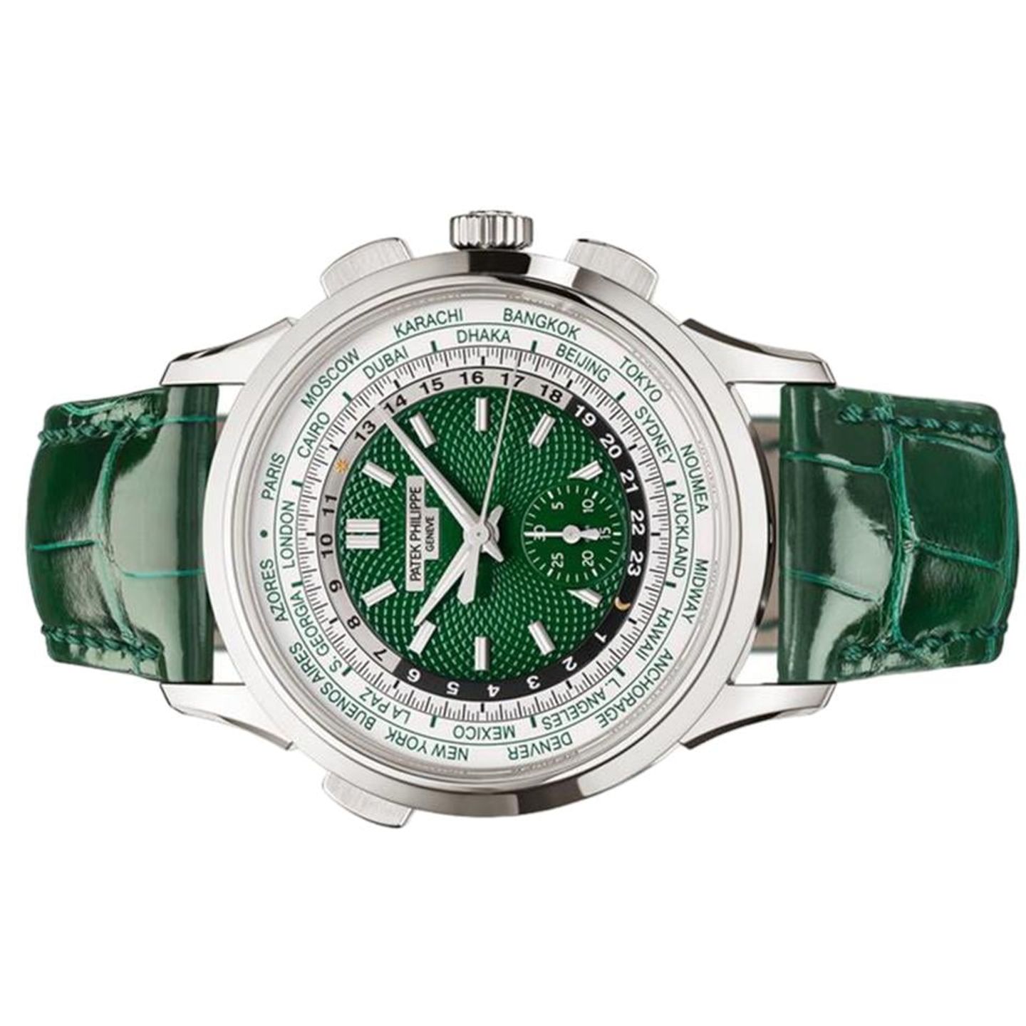 Patek Philippe World Time Chronograph 5930P-001 (2024) - Green dial 40 mm Platinum case (4/12)