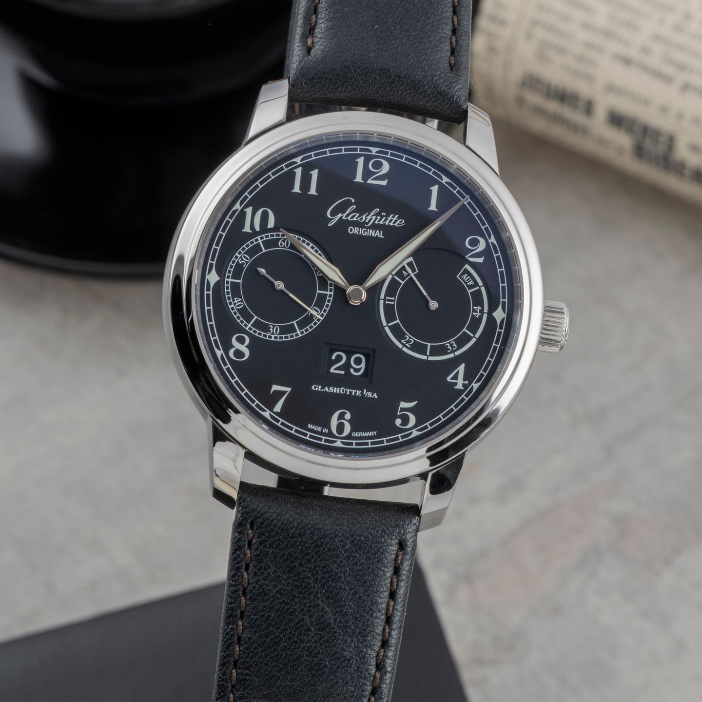 Glashütte Original Senator Observer 100-14-07-02-30 (Unknown (random serial)) - Black dial 44 mm Steel case (3/8)