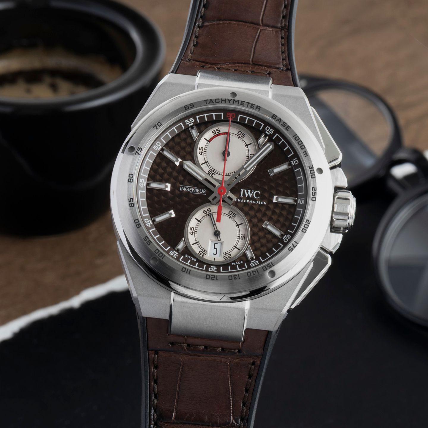 IWC Ingenieur Chronograph IW378511 (Onbekend (willekeurig serienummer)) - Bruin wijzerplaat 45mm Staal (3/8)