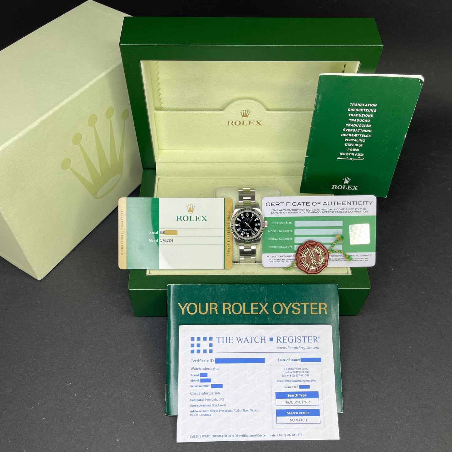 Rolex Oyster Perpetual 26 176234 (2010) - Black dial 26 mm Steel case (3/8)