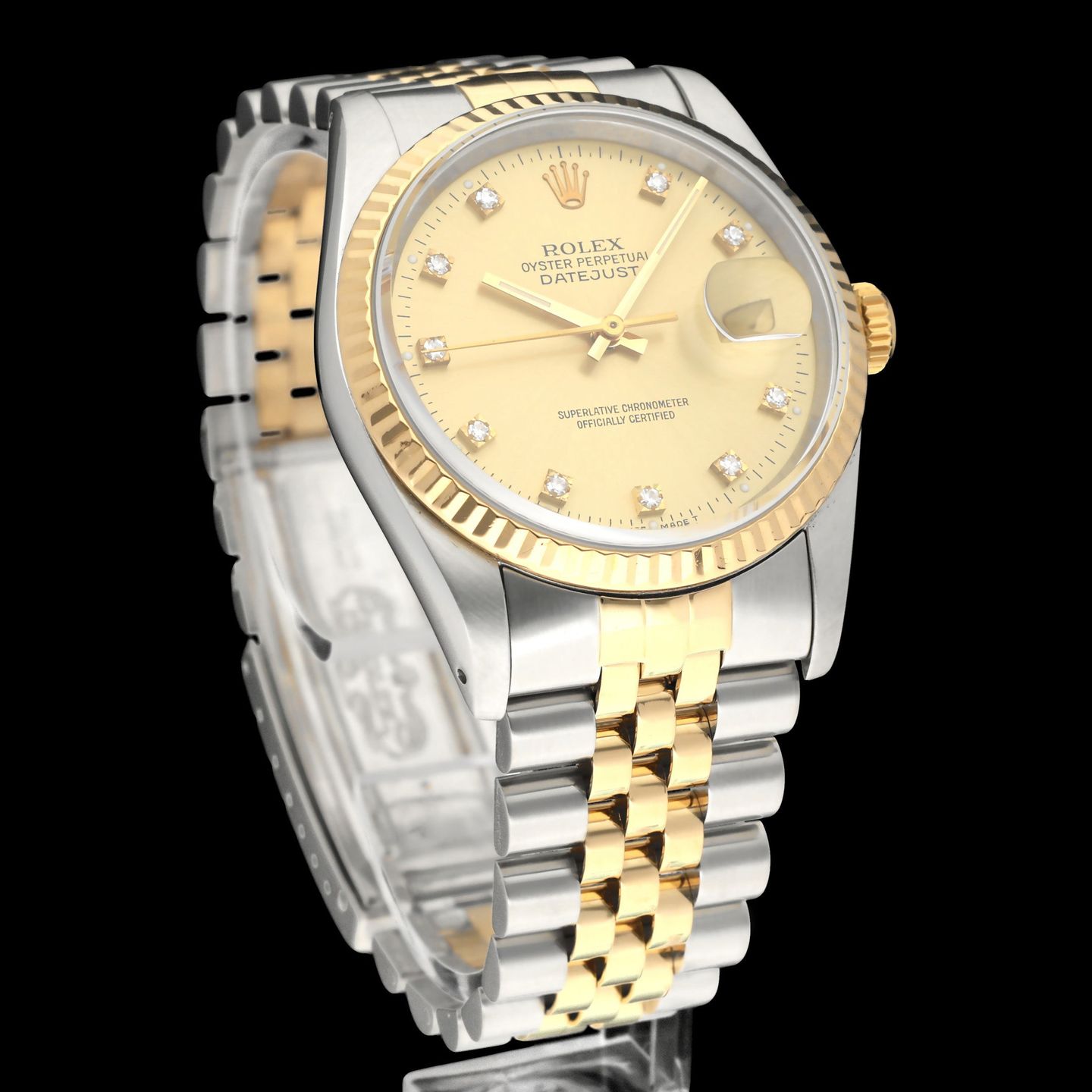 Rolex Datejust 36 16233G (1990) - Champagne dial 36 mm Gold/Steel case (3/8)