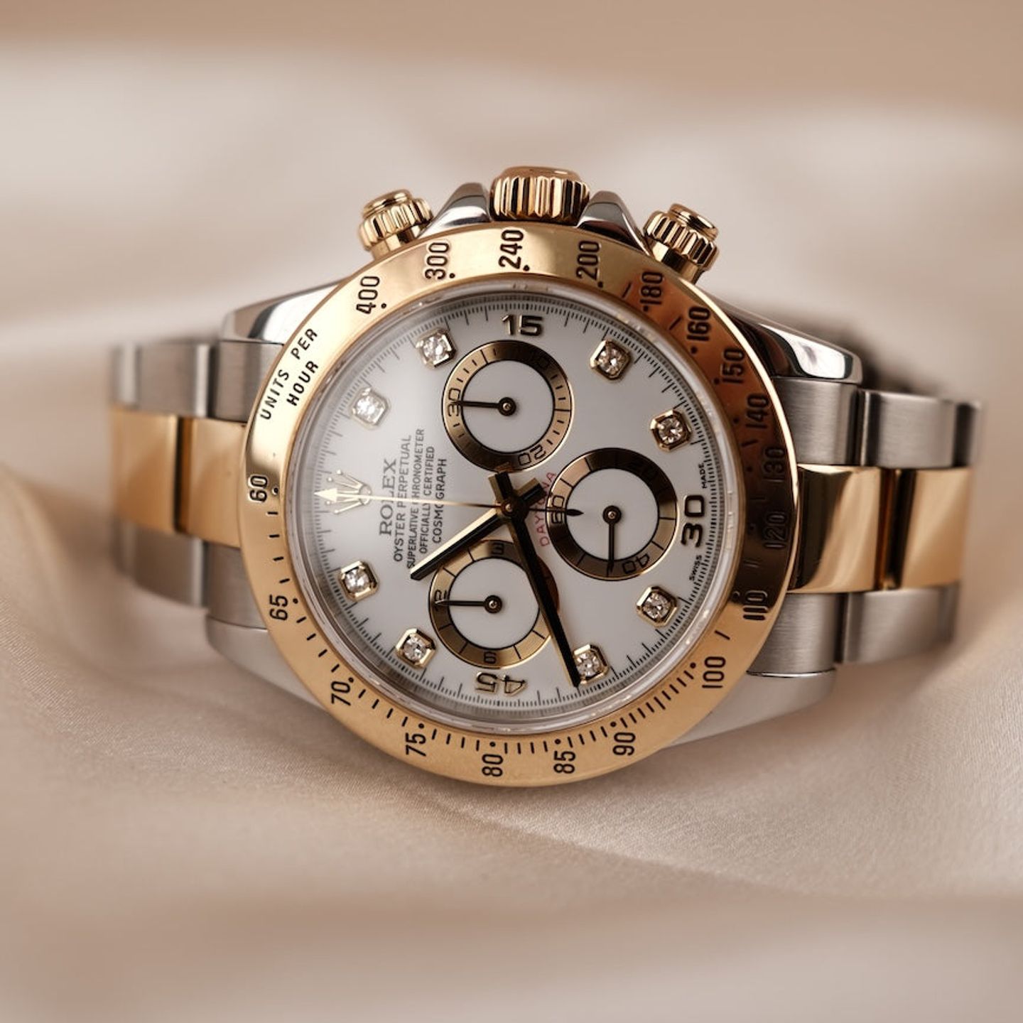 Rolex Daytona 116523 (2006) - Wit wijzerplaat 40mm Goud/Staal (1/8)