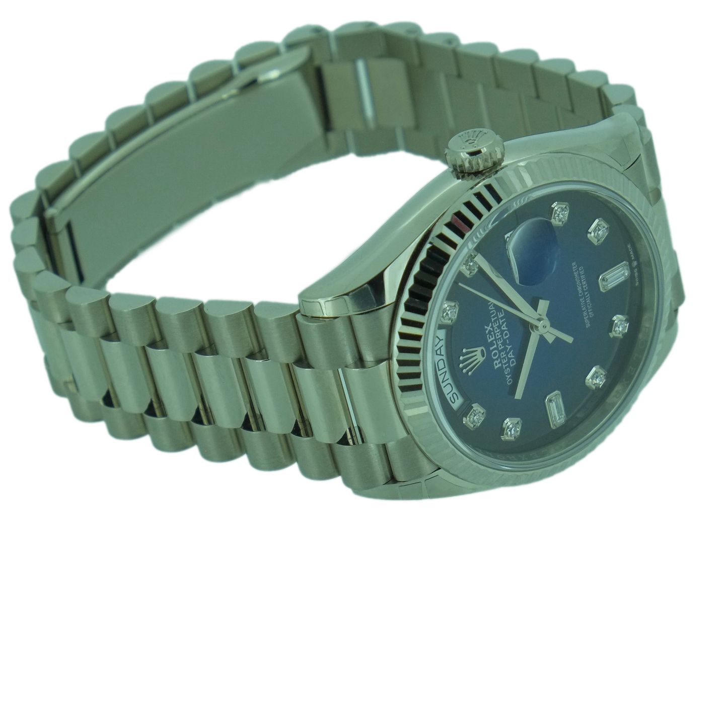 Rolex Day-Date 36 128239 (1 ATM) - Blauw wijzerplaat 36mm Witgoud (2/6)