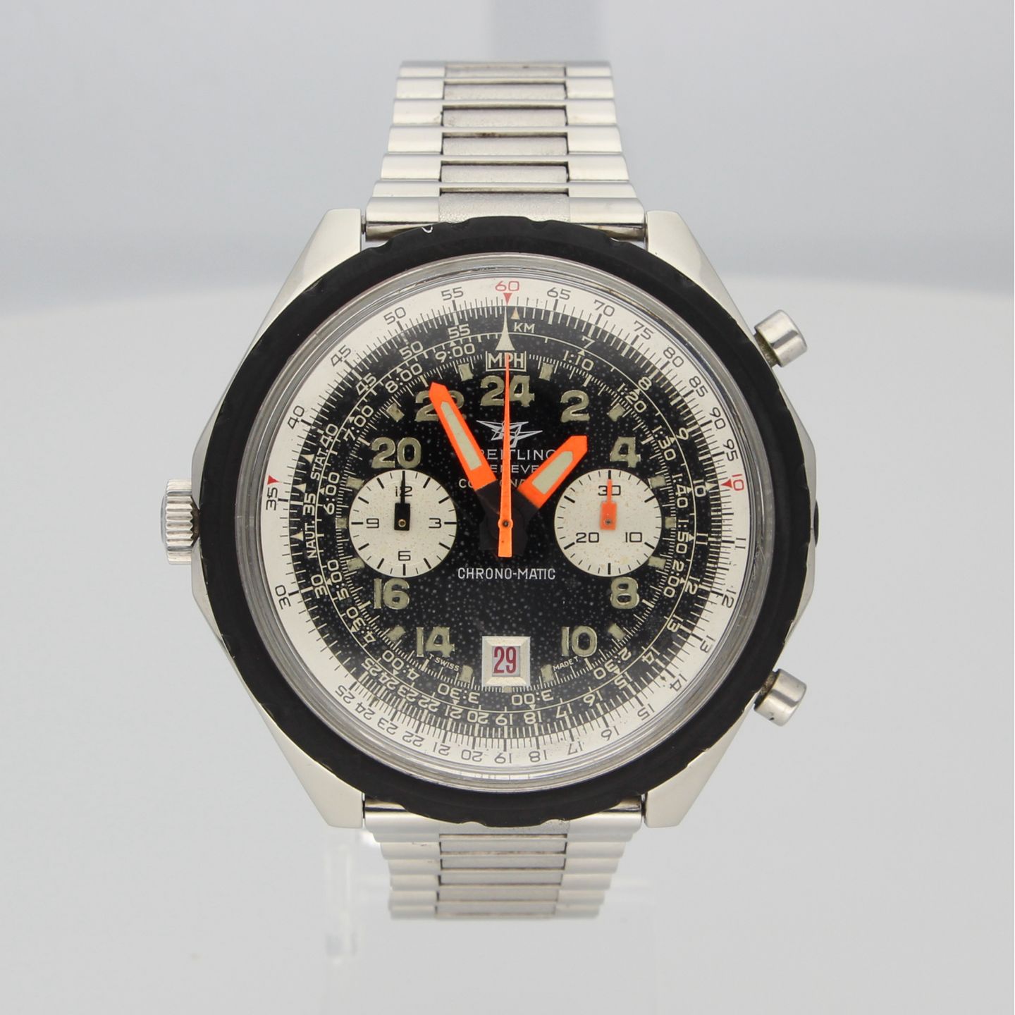Breitling Chrono-Matic 1809 (1968) - Black dial 48 mm Steel case (2/8)