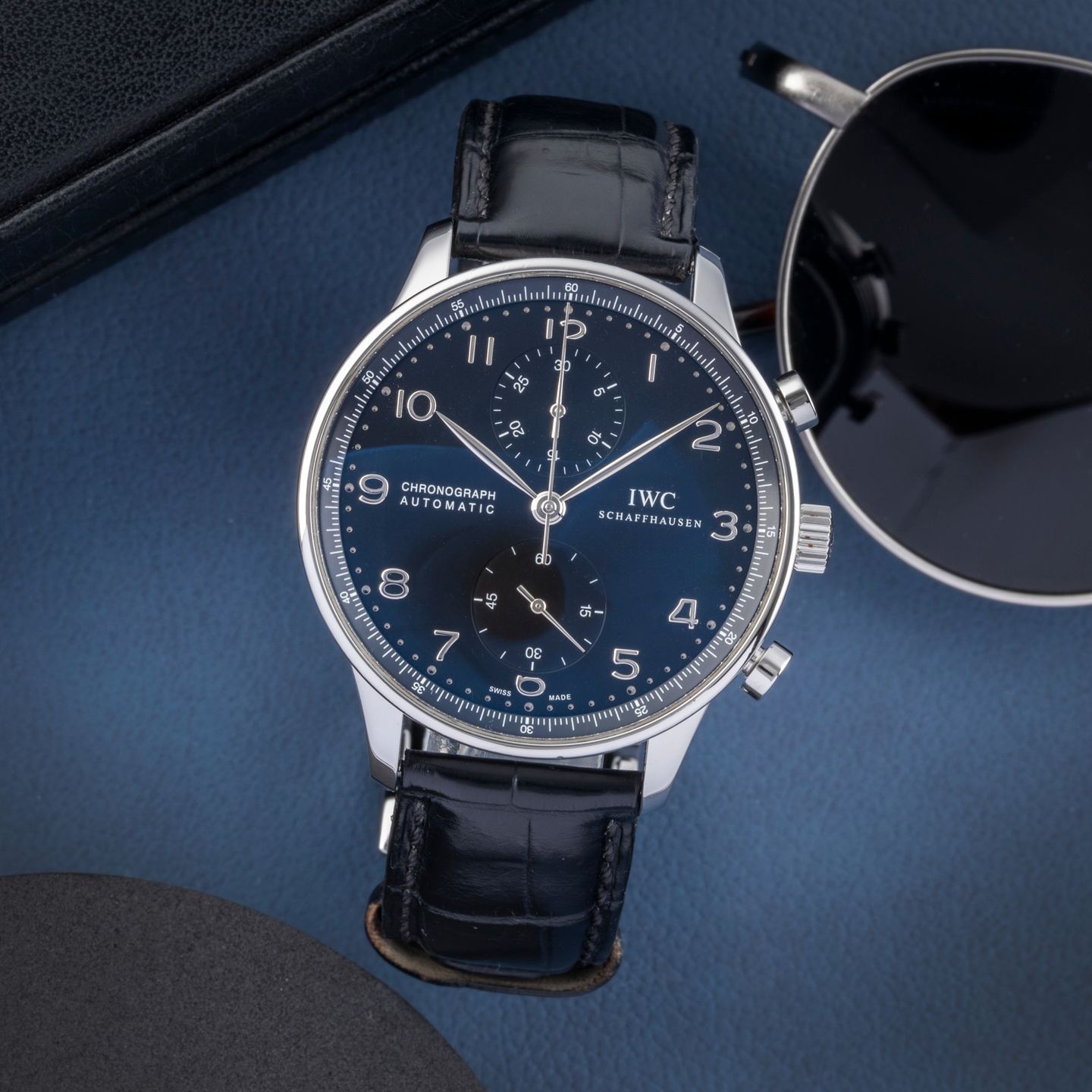 IWC Portuguese Chronograph IW371447 (Unknown (random serial)) - Black dial 41 mm Steel case (1/8)