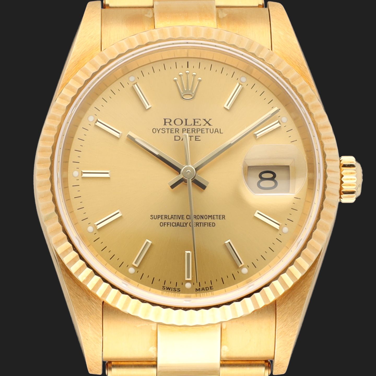 Rolex Oyster Perpetual Date 15238 (2005) - 34 mm Yellow Gold case (2/8)