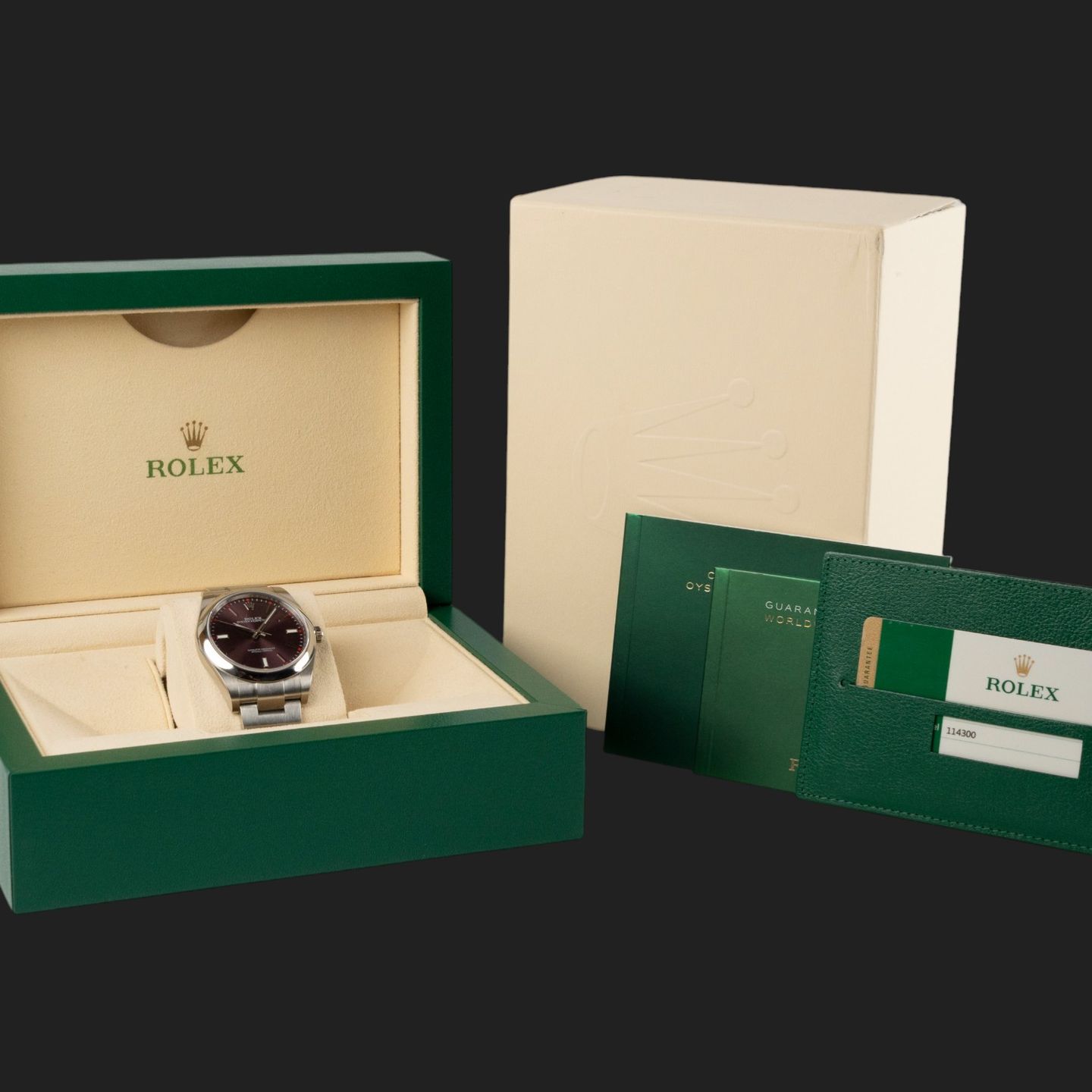 Rolex Oyster Perpetual 39 114300 (2015) - Rood wijzerplaat 39mm Staal (8/8)