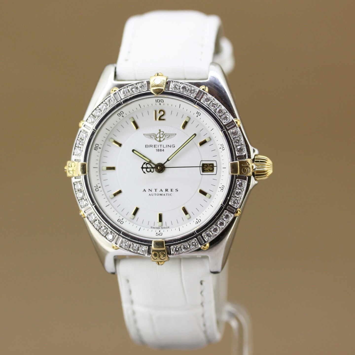 Breitling Antares 81970 (1990) - White dial 39 mm Gold/Steel case (2/8)