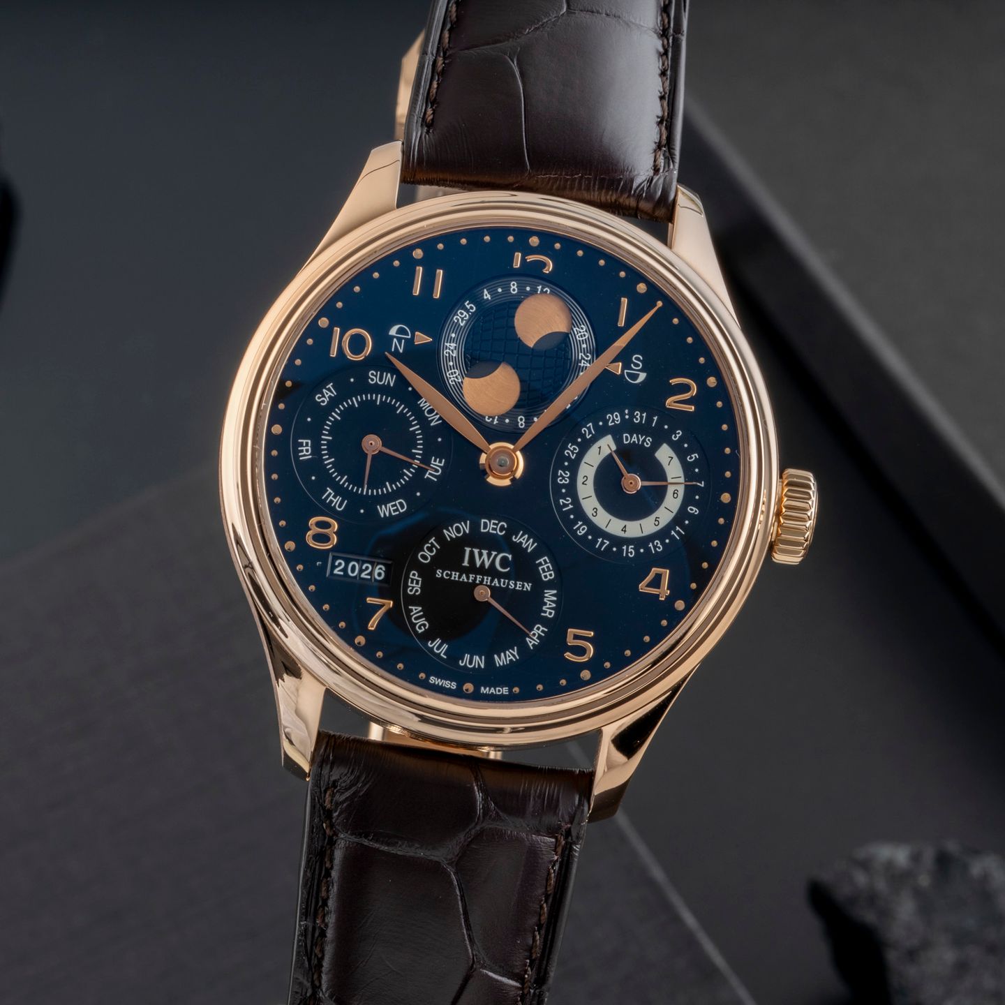 IWC Portuguese Perpetual Calendar IW502122 (2010) - Black dial 44 mm Red Gold case (3/8)