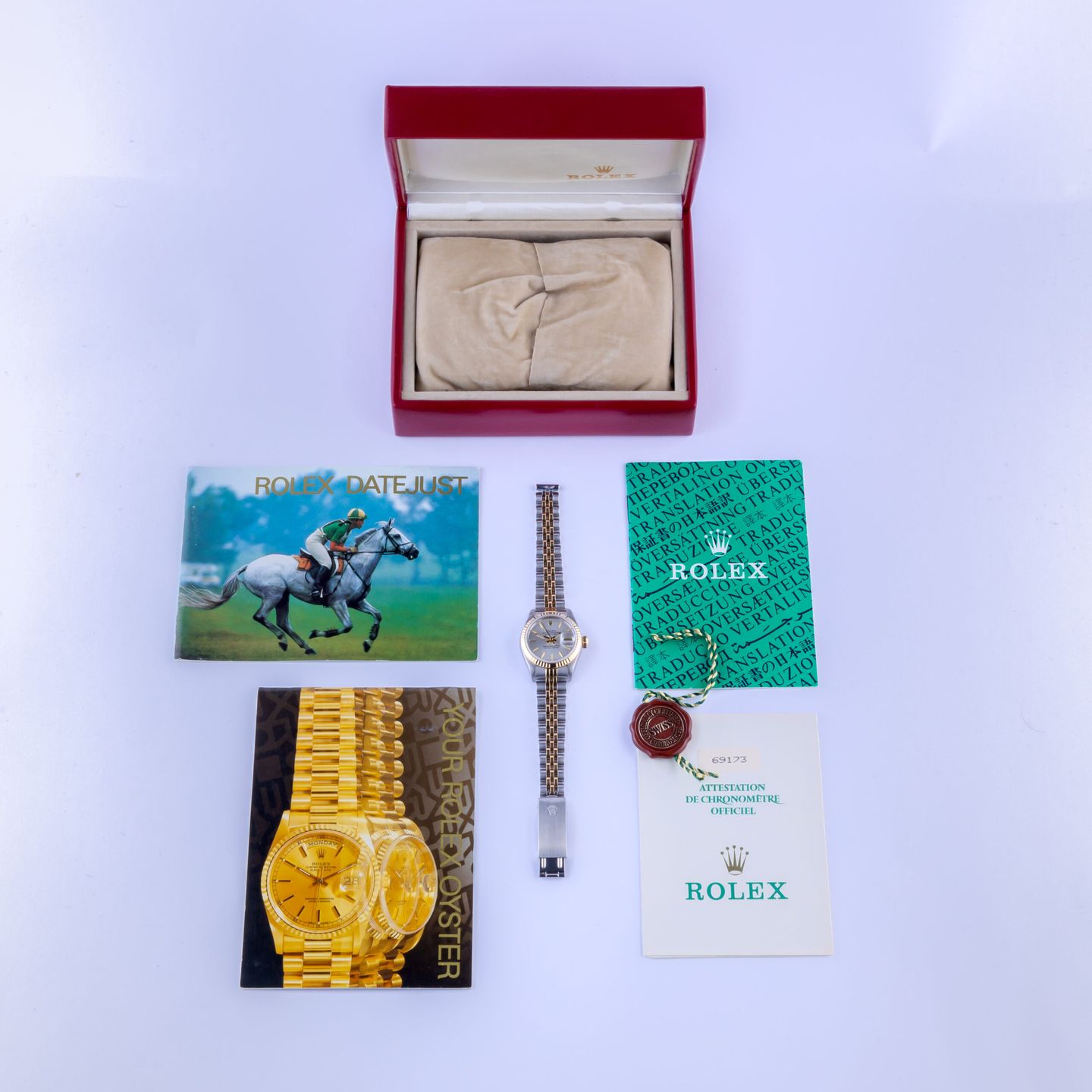 Rolex Lady-Datejust 69173 (1990) - Grey dial 26 mm Gold/Steel case (8/8)