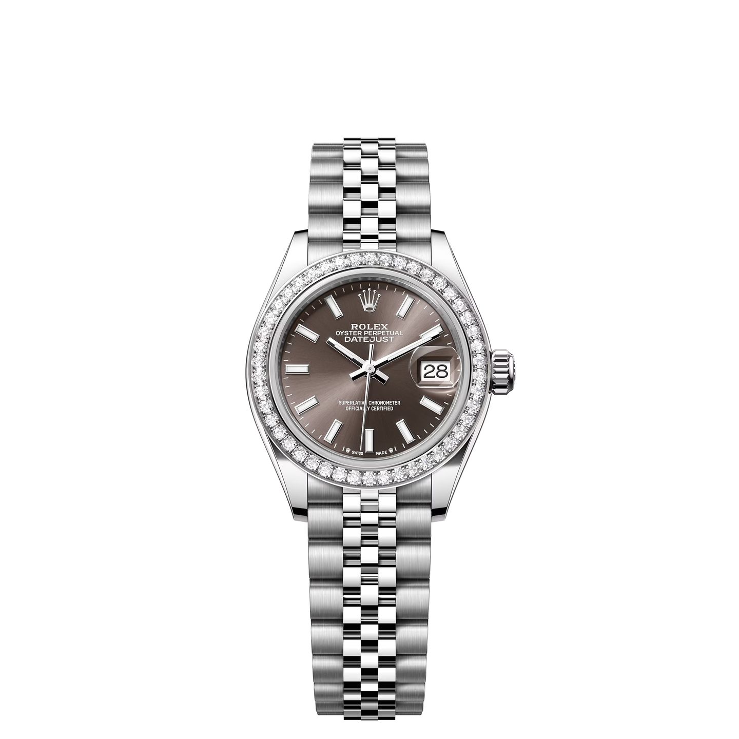 Rolex Lady-Datejust 279384RBR (2024) - Grijs wijzerplaat 28mm Staal (1/1)