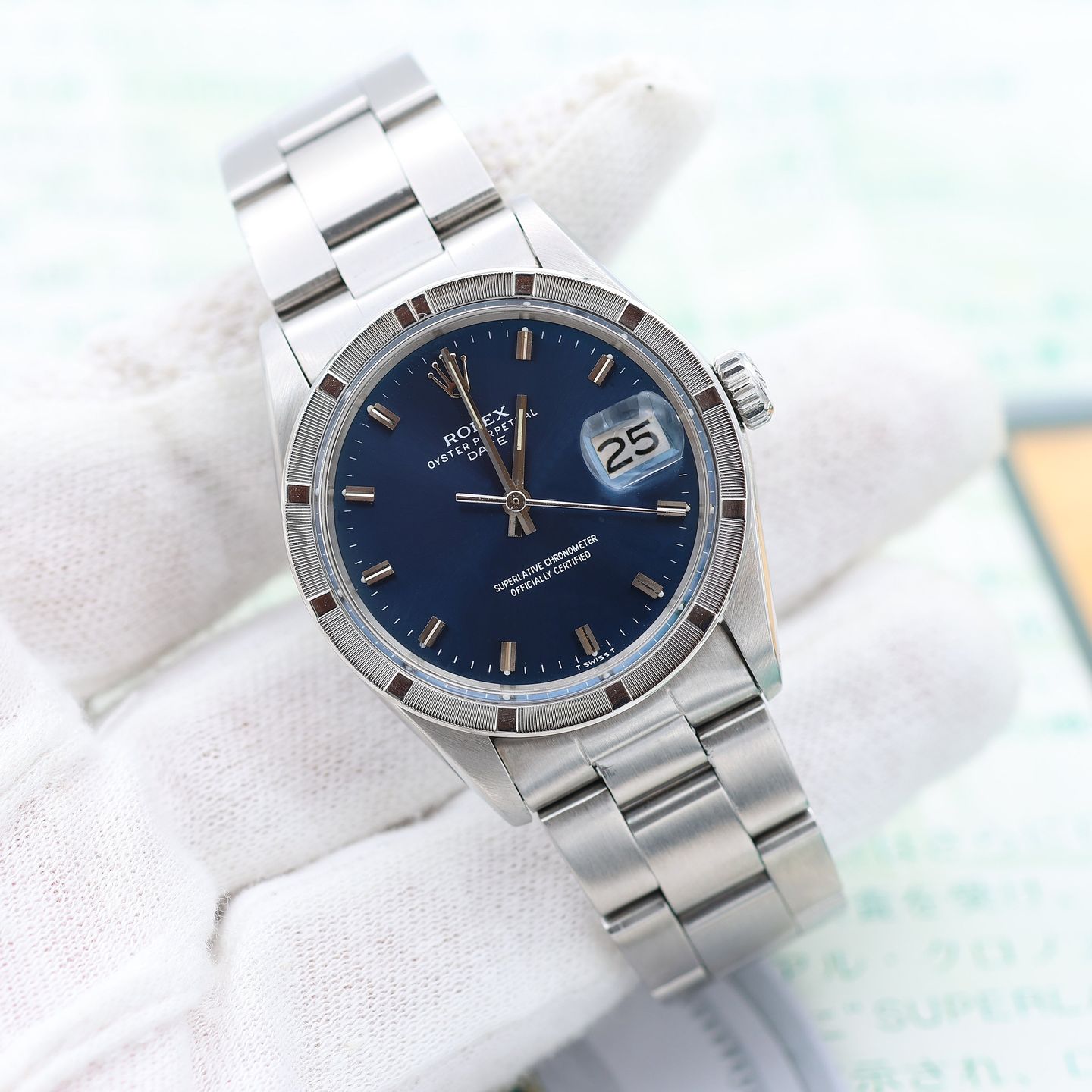 Rolex Oyster Perpetual Date 1501 (Unknown (random serial)) - Blue dial 34 mm Steel case (3/8)