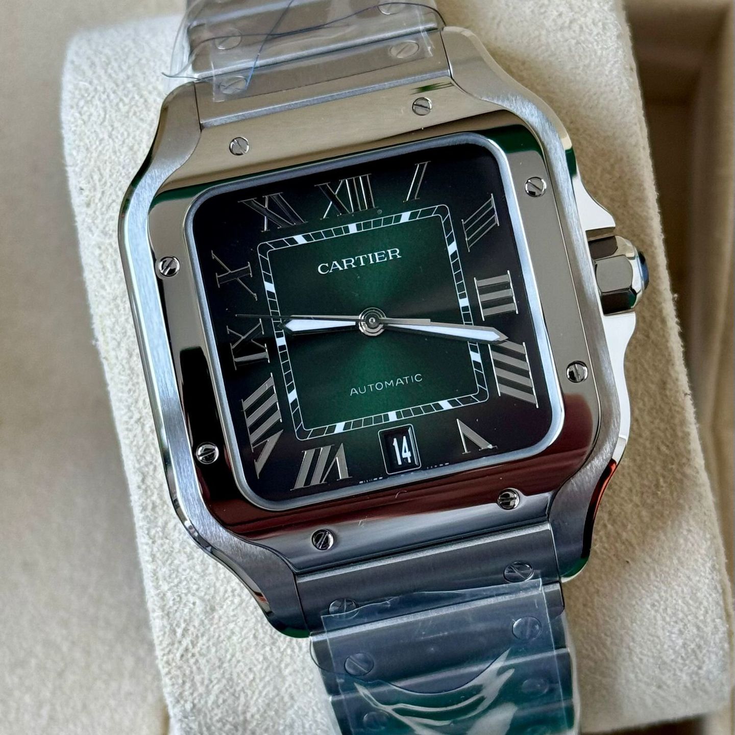 Cartier Santos WSSA0062 (2024) - Green dial 40 mm Steel case (1/7)