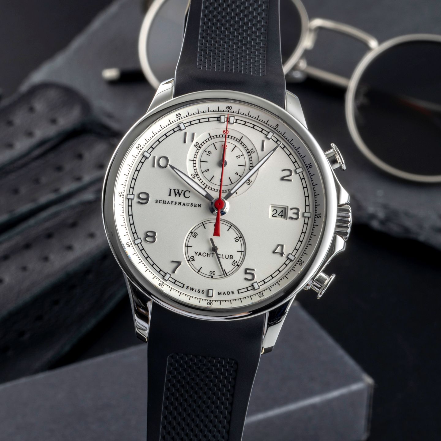 IWC Portuguese Yacht Club Chronograph IW390211 (Onbekend (willekeurig serienummer)) - Zwart wijzerplaat 45mm Staal (3/8)