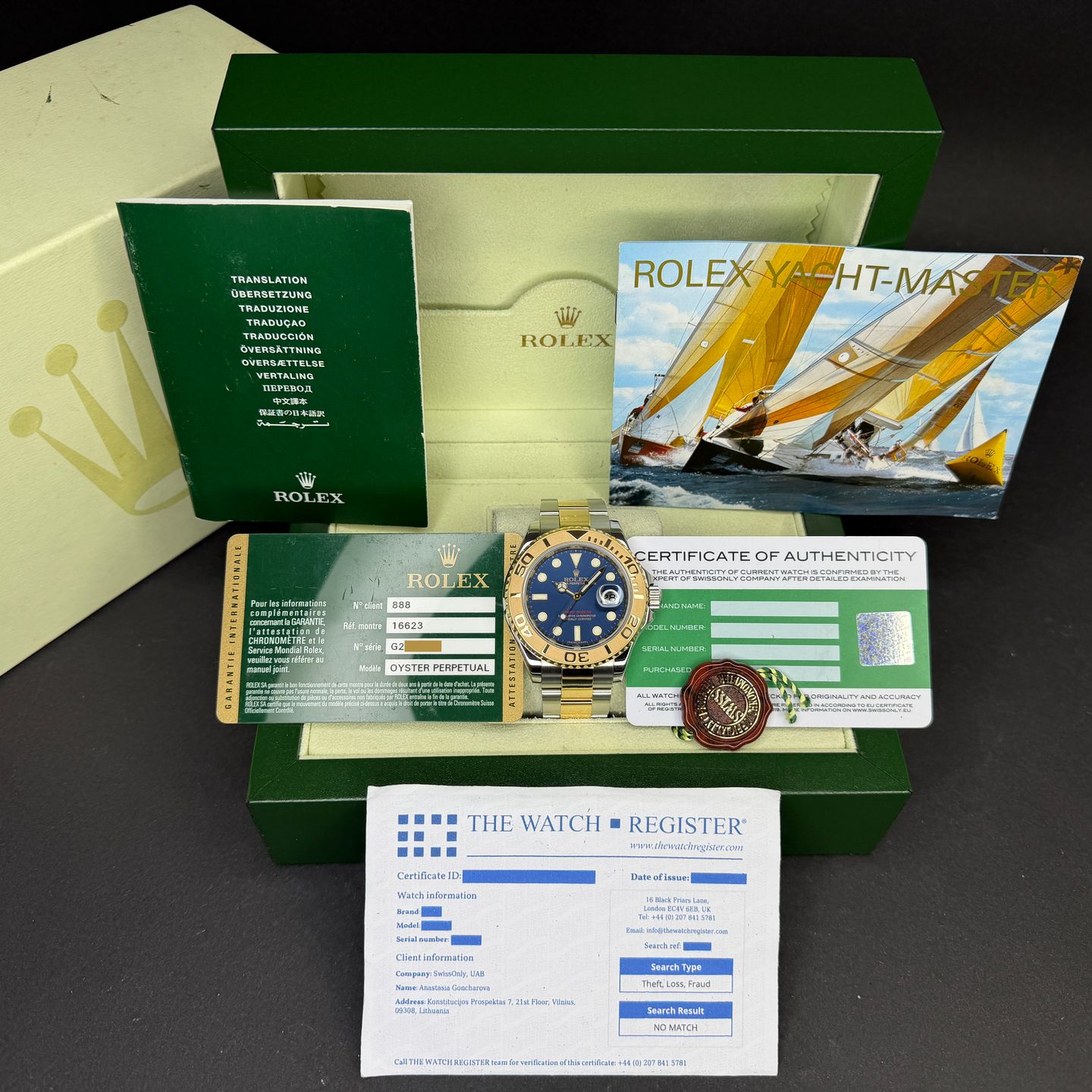 Rolex Yacht-Master 40 16623 (Onbekend (willekeurig serienummer)) - Blauw wijzerplaat 40mm Goud/Staal (3/8)