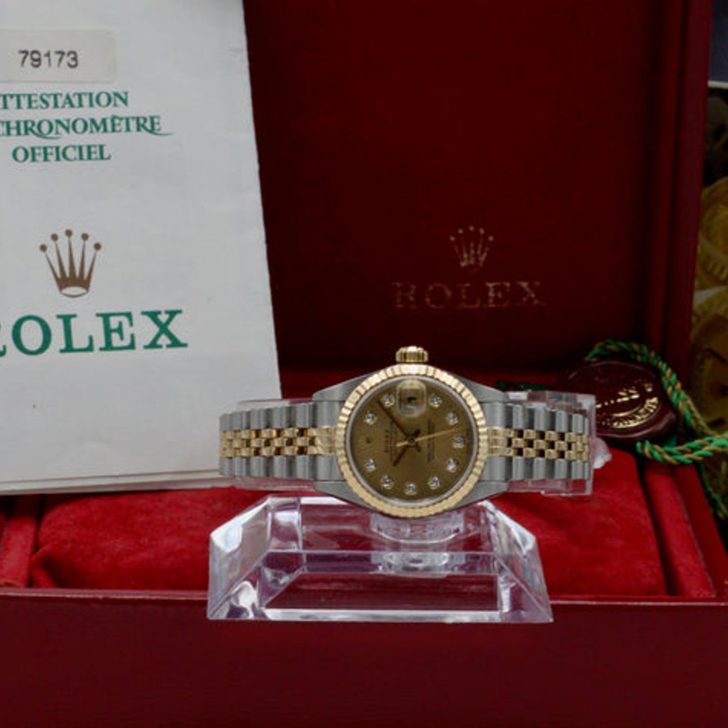 Rolex Lady-Datejust 79173 (1999) - Gold dial 26 mm Gold/Steel case (3/7)