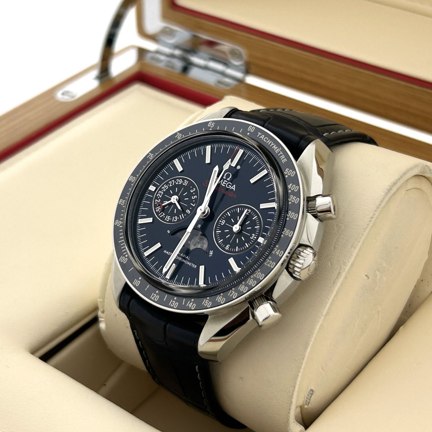 Omega Speedmaster Moonphase 304.33.44.52.03.001 (2017) - Blue dial 44 mm Steel case (8/8)