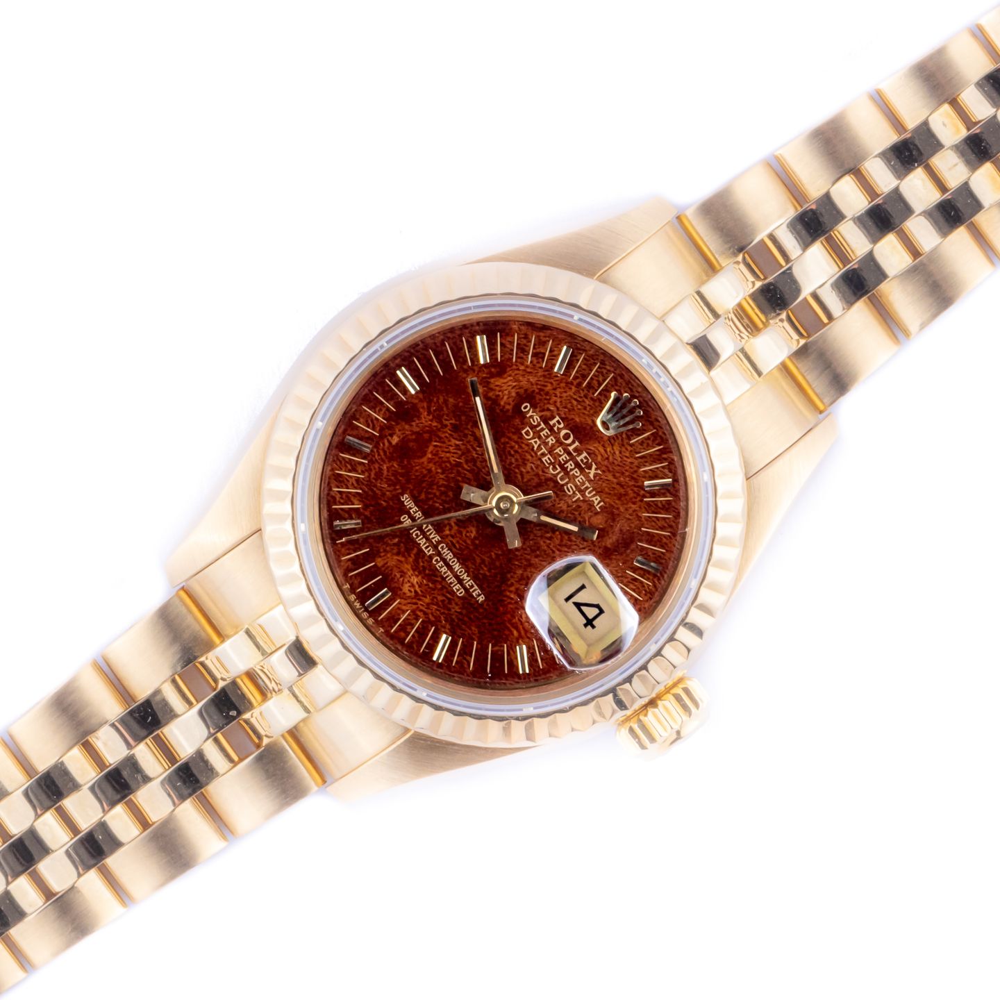 Rolex Lady-Datejust 69178 (1989) - Bruin wijzerplaat 26mm Geelgoud (1/7)