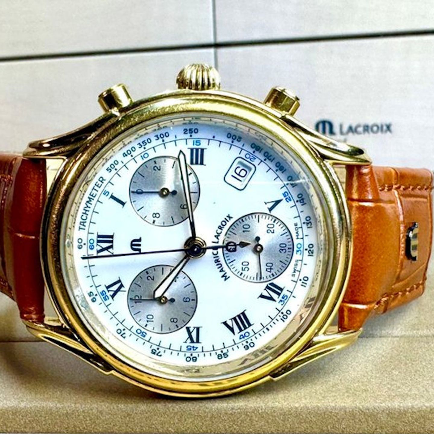 Maurice Lacroix Les Classiques Chronographe 04663 (1995) - White dial 39 mm Gold/Steel case (8/8)