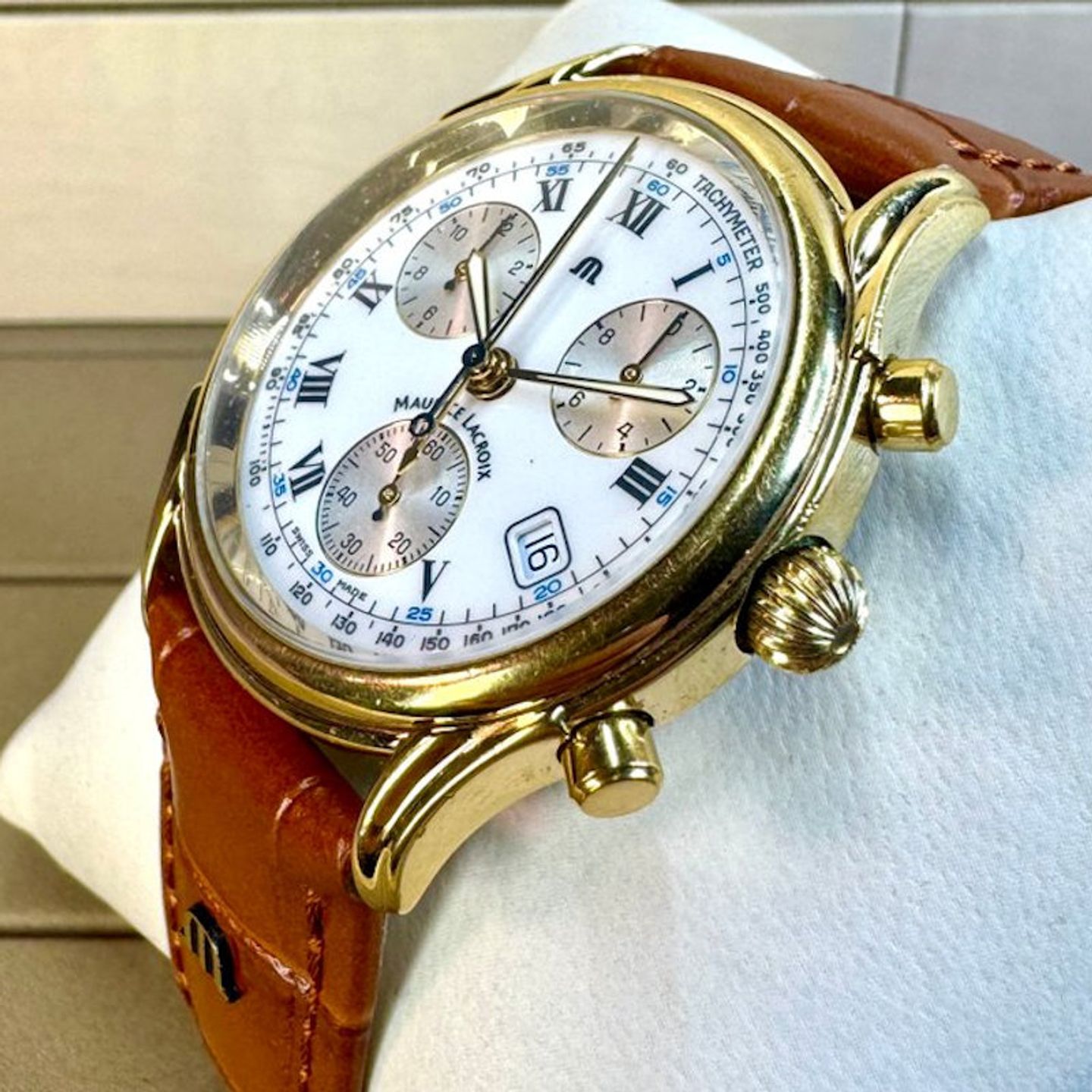 Maurice Lacroix Les Classiques Chronographe 04663 (1995) - White dial 39 mm Gold/Steel case (2/8)