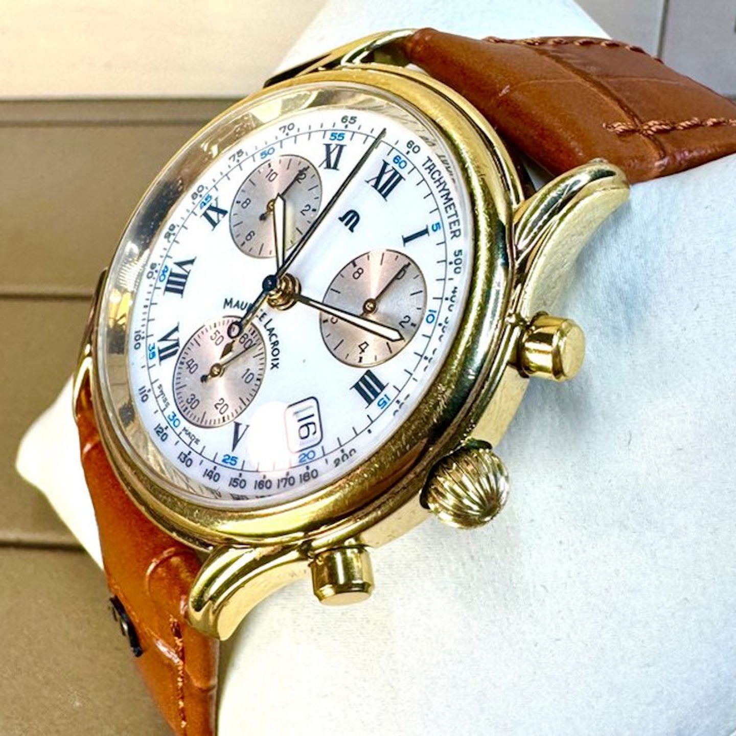 Maurice Lacroix Les Classiques Chronographe 04663 (1995) - White dial 39 mm Gold/Steel case (3/8)