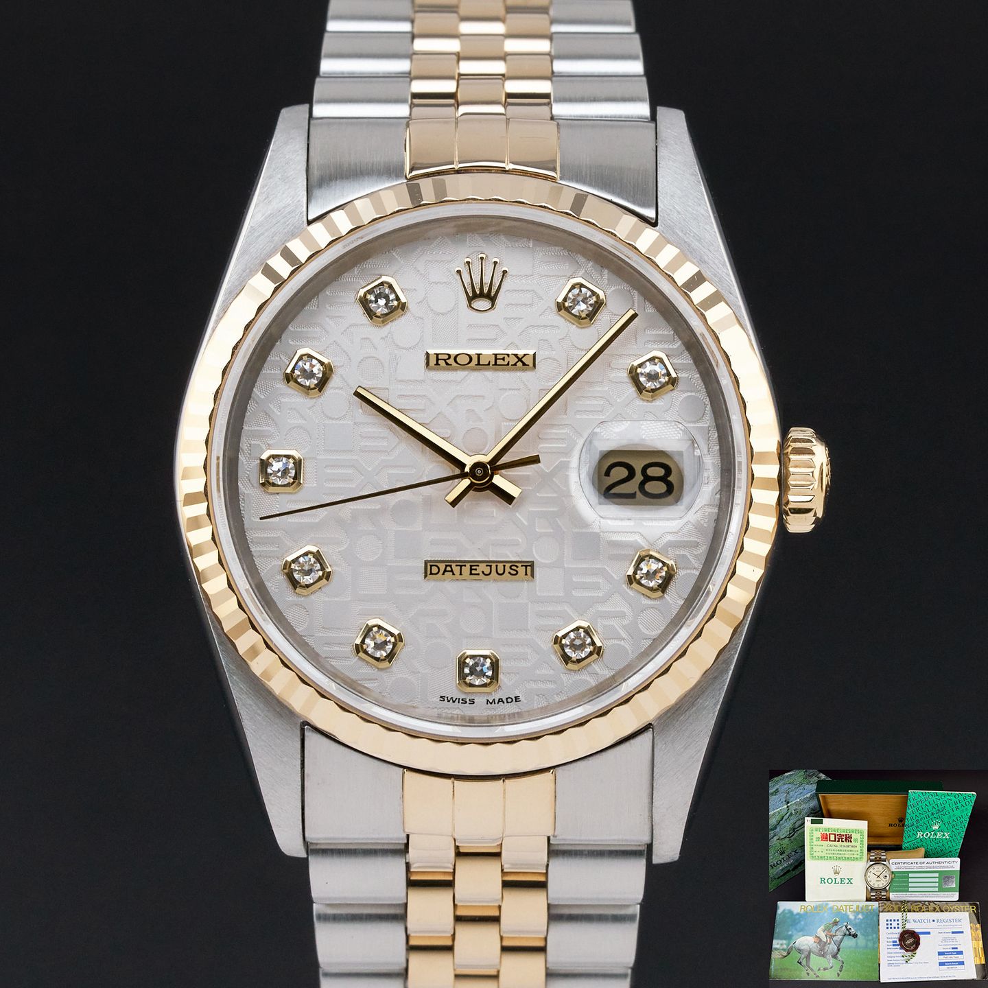 Rolex Datejust 36 16233 (1996) - Silver dial 36 mm Gold/Steel case (1/8)