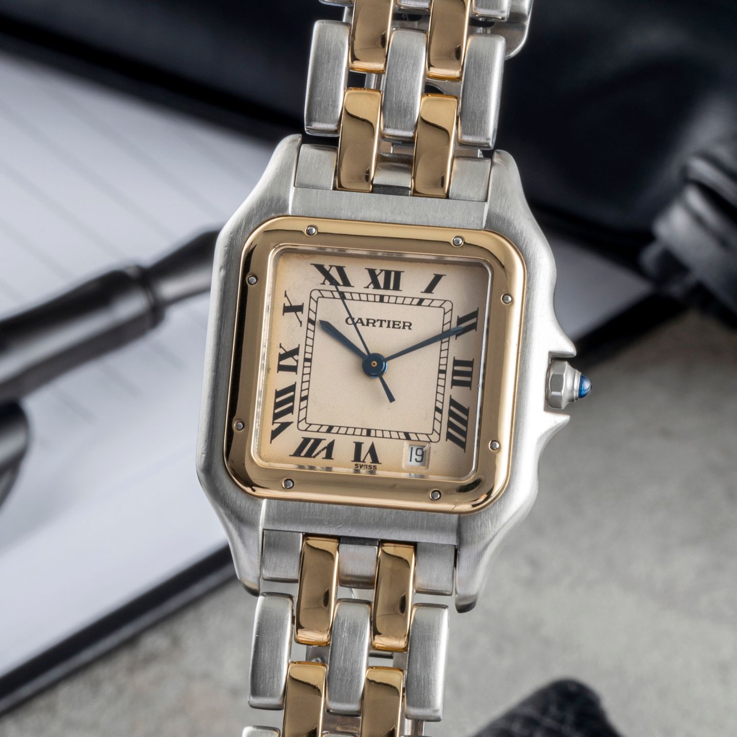 Cartier Panthère 83949 (1990) - Champagne wijzerplaat 27mm Goud/Staal (3/8)