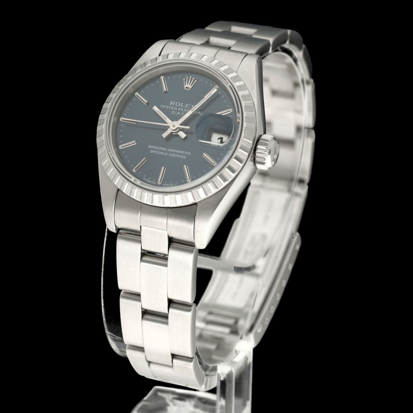 Rolex Oyster Perpetual Lady Date 69240 (1996) - Blue dial 26 mm Steel case (2/7)