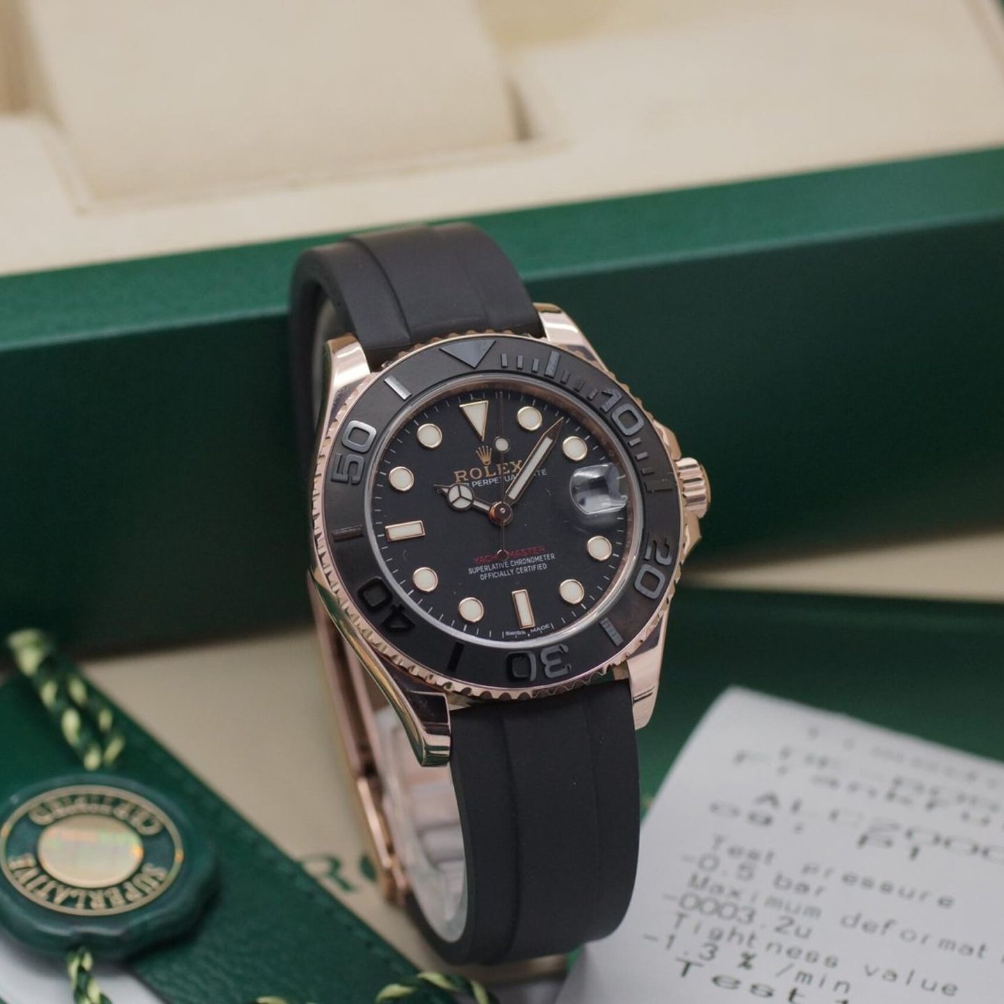 Rolex Yacht-Master 37 268655 (2016) - Black dial 37 mm Rose Gold case (1/8)
