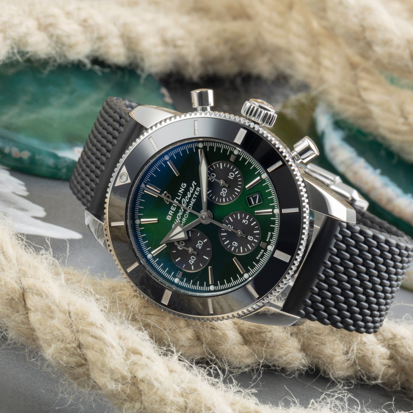 Breitling Superocean Heritage II Chronograph AB01621A1L1S1 (2020) - Green dial 44 mm Steel case (2/8)