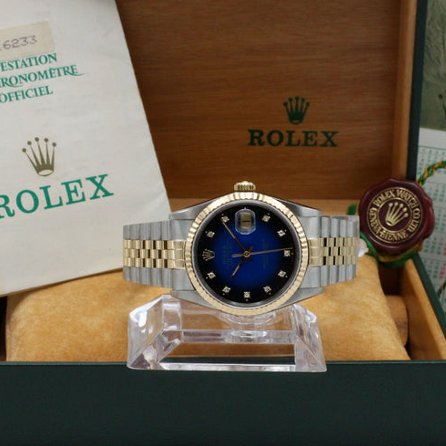 Rolex Datejust 16233 (1990) - Blauw wijzerplaat 36mm Goud/Staal (3/7)
