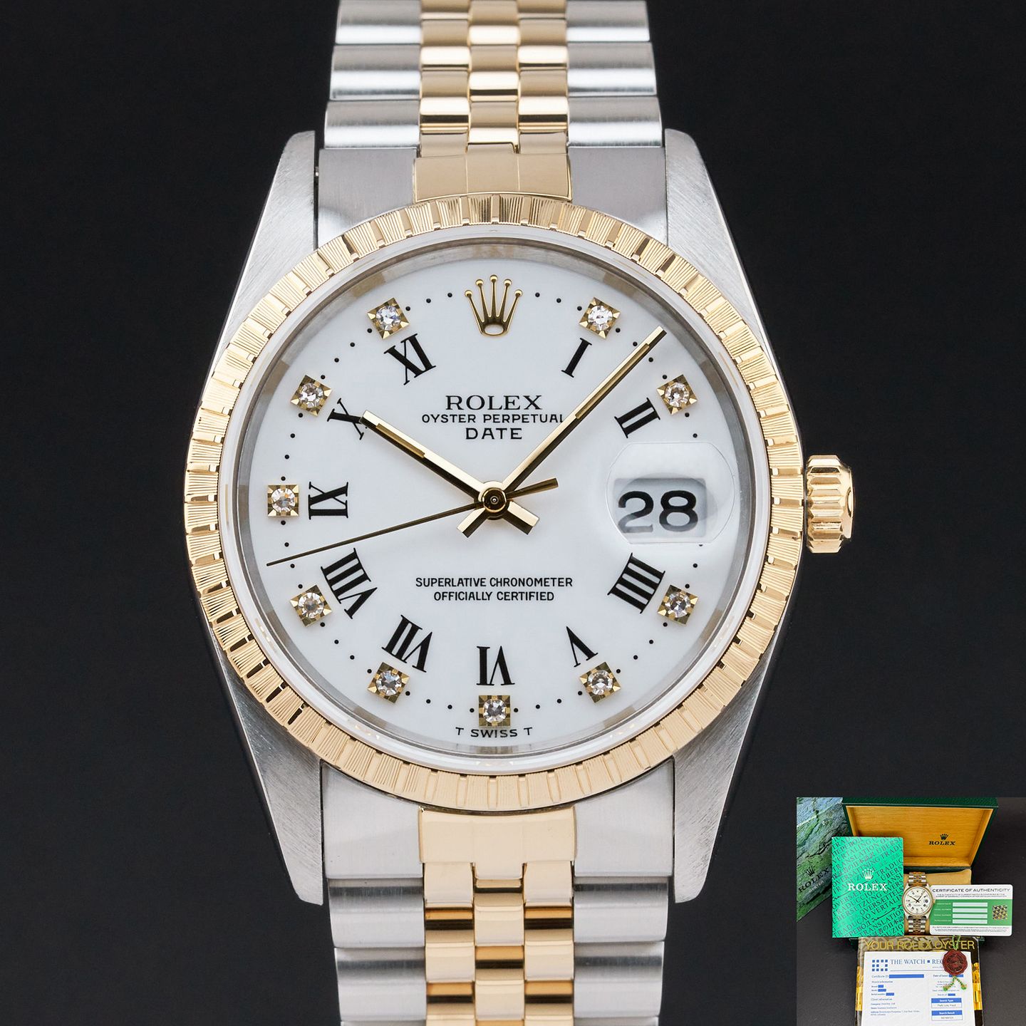 Rolex Oyster Perpetual Date 15223 (1991) - 34 mm Gold/Steel case (1/8)
