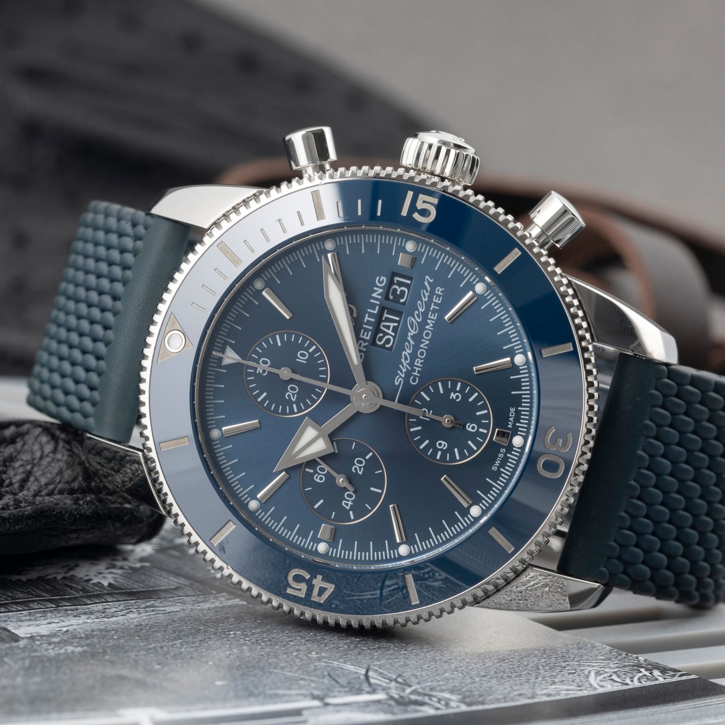 Breitling Superocean Heritage II Chronograph A13313161C1S1 (Onbekend (willekeurig serienummer)) - Blauw wijzerplaat 44mm Staal (2/8)