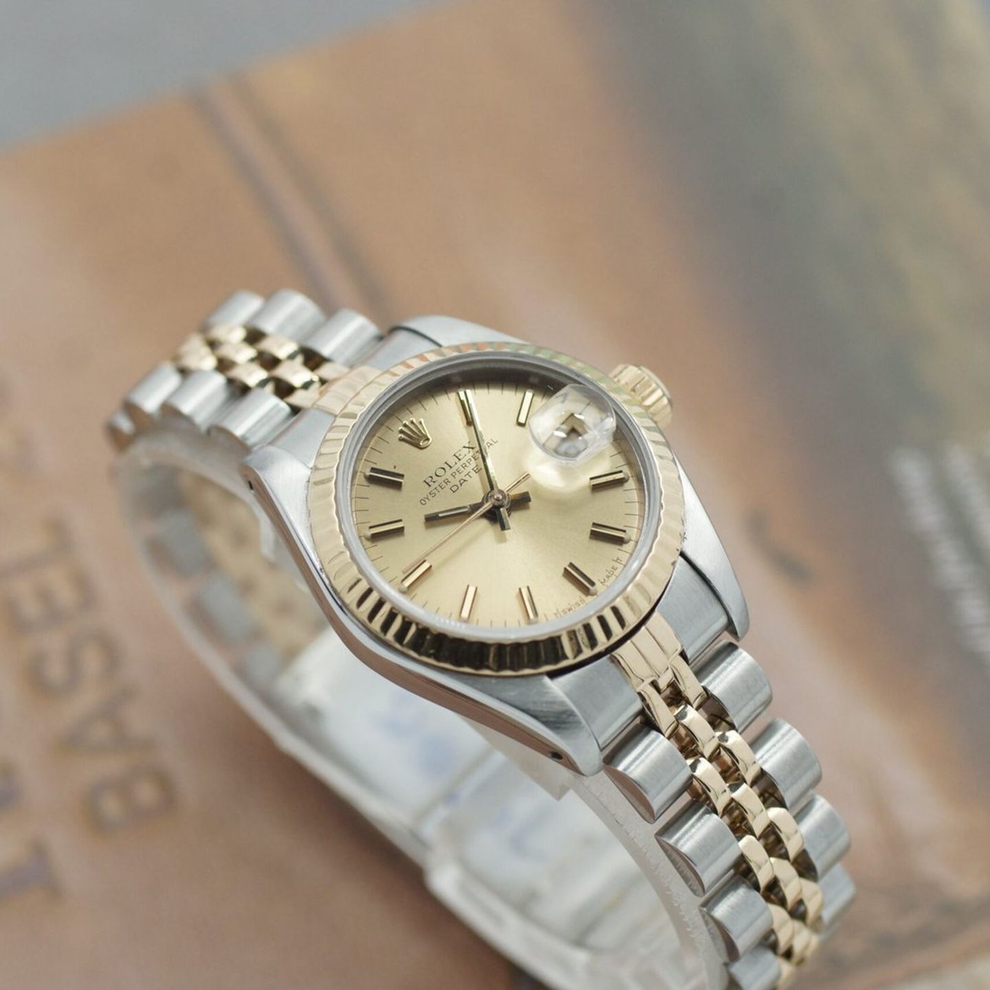 Rolex Lady-Datejust 69173 (1986) - Champagne dial 26 mm Gold/Steel case (1/8)