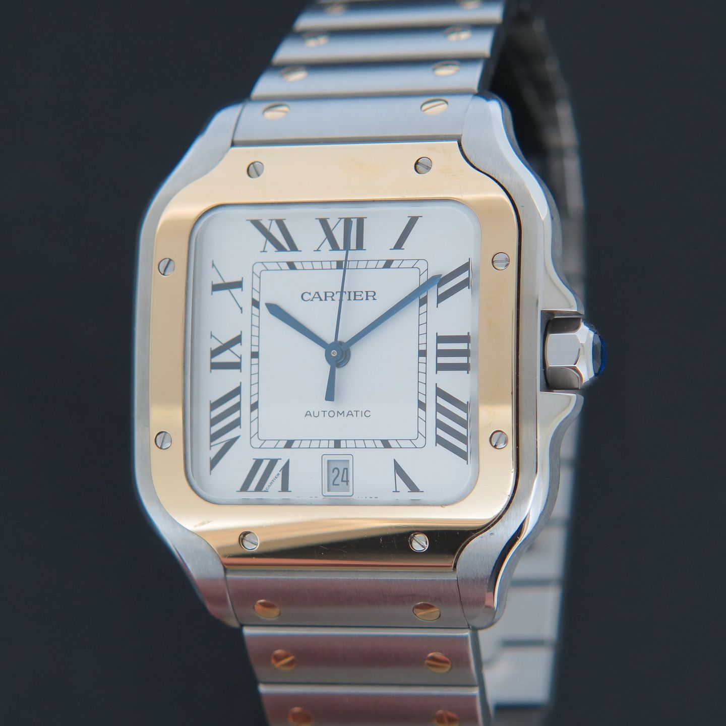 Cartier Santos W2SA0009 (2021) - Silver dial 40 mm Gold/Steel case (1/4)