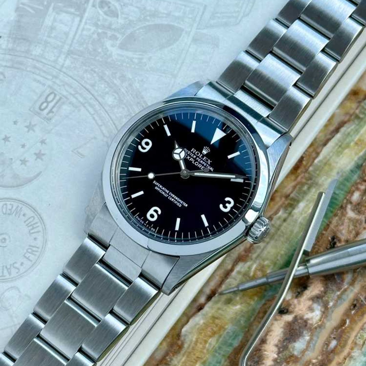 Rolex Explorer 1016 (1989) - Zwart wijzerplaat 36mm Staal (5/8)