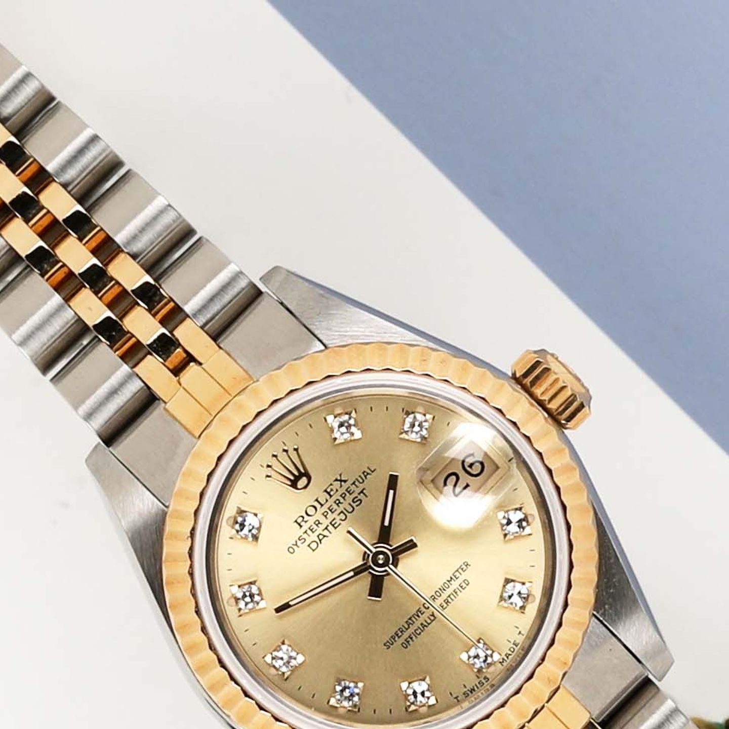 Rolex Lady-Datejust 69173 (1991) - Champagne dial 26 mm Gold/Steel case (3/8)