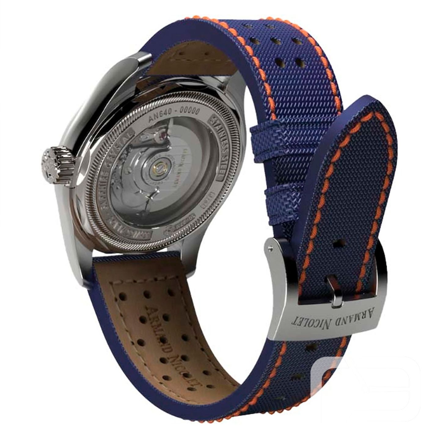 Armand Nicolet MM2 A640P-BN-P0640BO8 (2024) - Blauw wijzerplaat 43mm Staal (4/4)