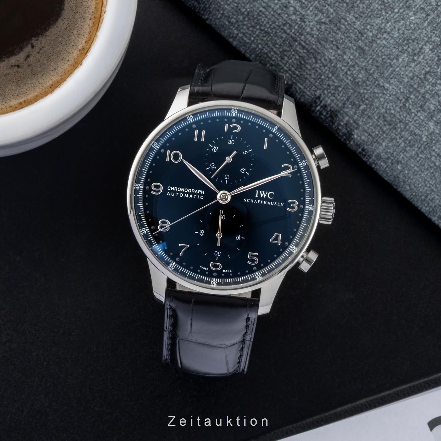IWC Portuguese Chronograph IW371447 (Unknown (random serial)) - Black dial 41 mm Steel case (3/8)