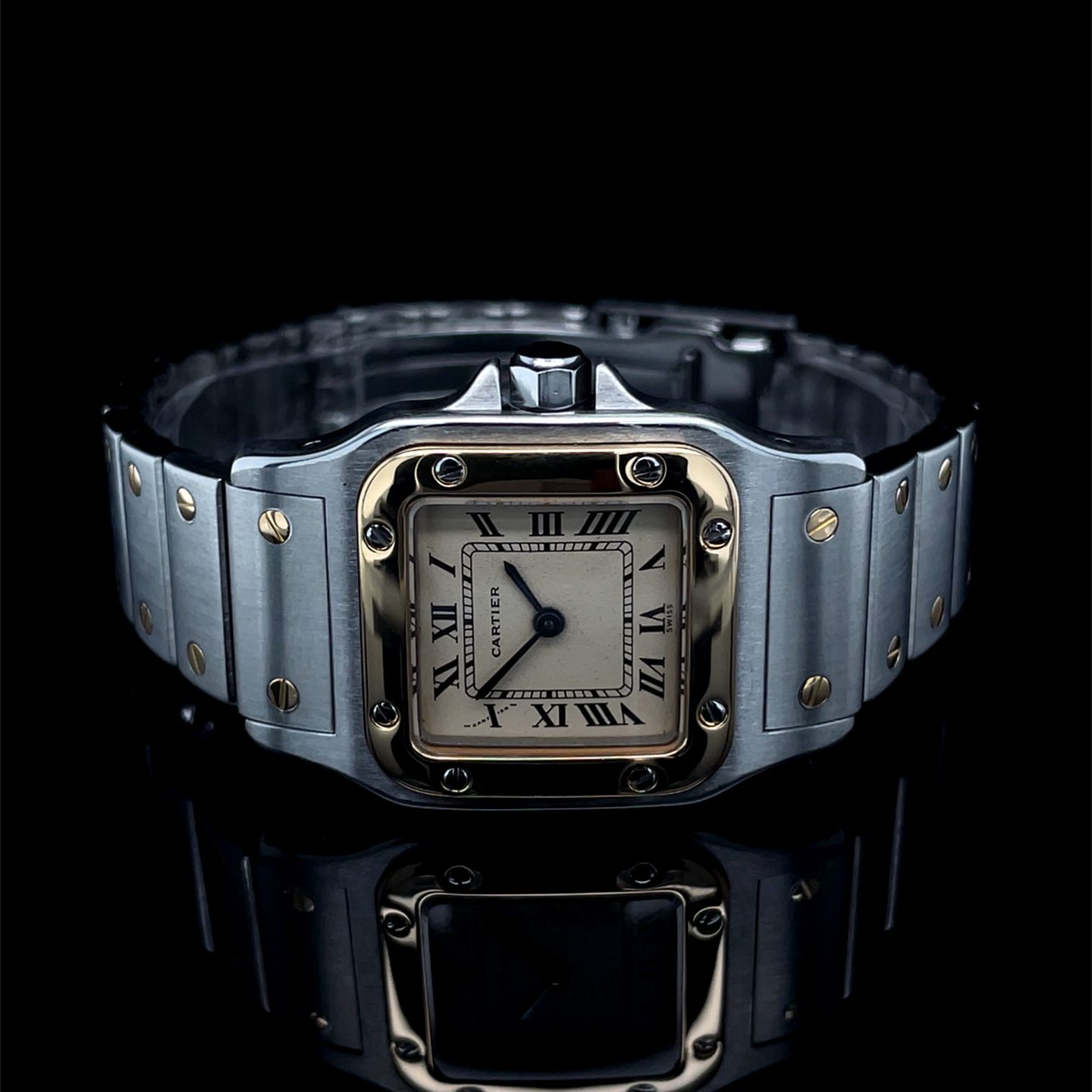 Cartier Santos 166930 (Unknown (random serial)) - White dial 24 mm Gold/Steel case (7/8)