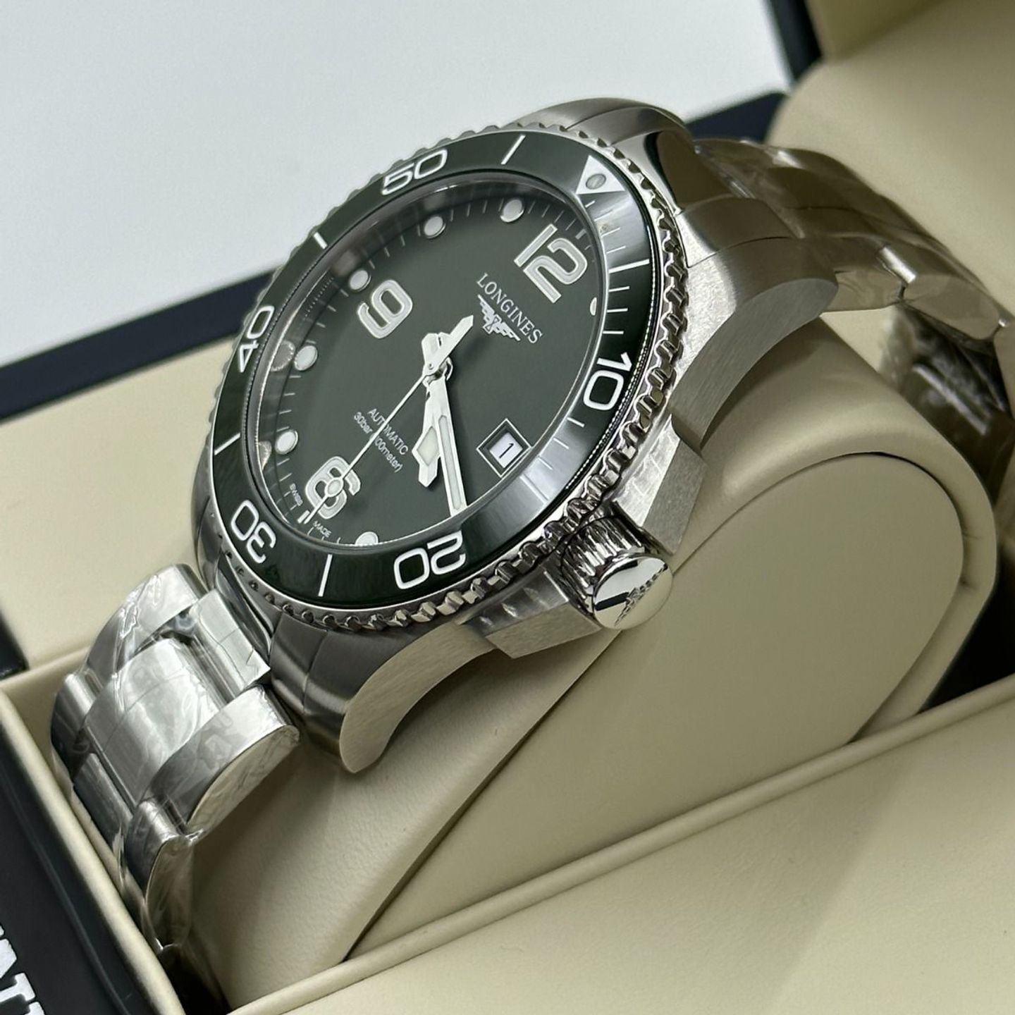 Longines HydroConquest L3.782.4.06.6 (2023) - Groen wijzerplaat 43mm Staal (5/8)